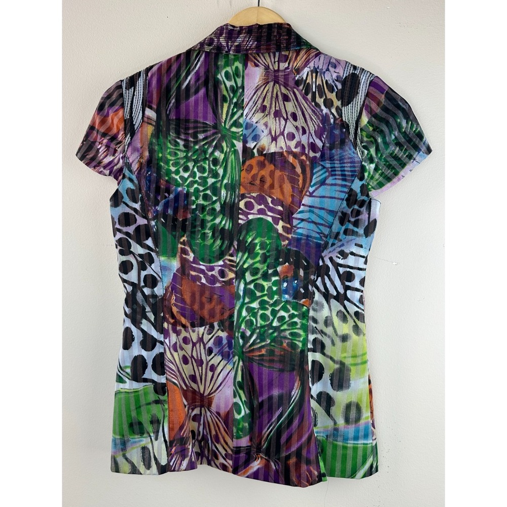 Alberto Makali Blazer Size 4 Short Sleeve Animal Butterfly Print Light Jacket - Picture 9 of 14